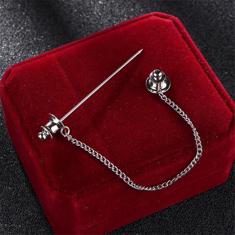 WCRAZYE Chain Lapel Pin Collar Bar Tassel Brooch Classic Ball Head Brass Shirt Collar Bar Tie Pins for Men Wedding Business - Image 4